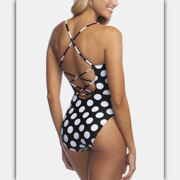 La Blanca Polk-Dot Black One Piece Swimsuit 10 - Picture 2 of 6